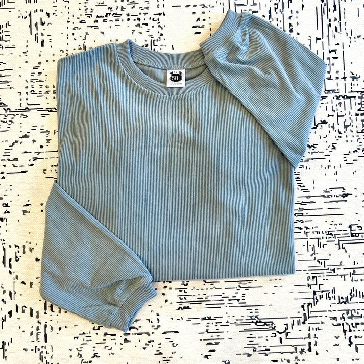 Corded Light Weight Crewneck-Crewneck-Route 50-Three Birdies Boutique, Women's Fashion Boutique Located in Kearney, MO