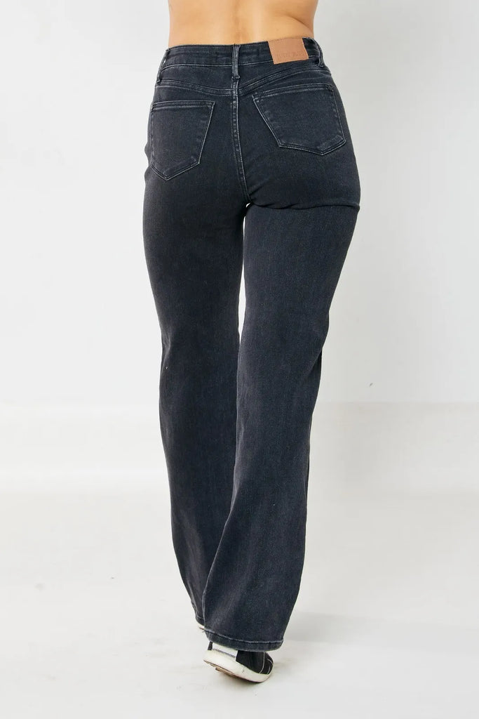 Judy Blue Rigid Magic 90's Straight Leg in Black-Denim-Judy Blue-Three Birdies Boutique, Women's Fashion Boutique Located in Kearney, MO