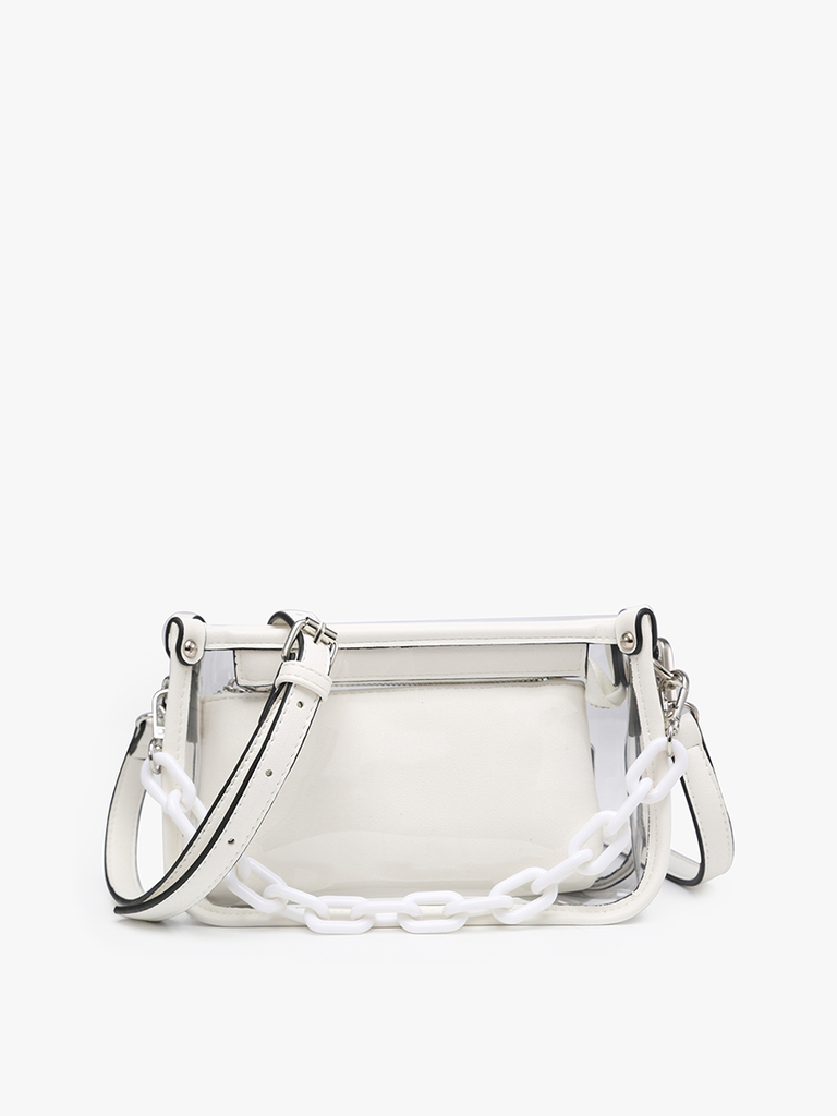 Jessica Clear White Crossbody w/ Chain -Crossbody-Jen & Co.-Three Birdies Boutique, Women's Fashion Boutique Located in Kearney, MO