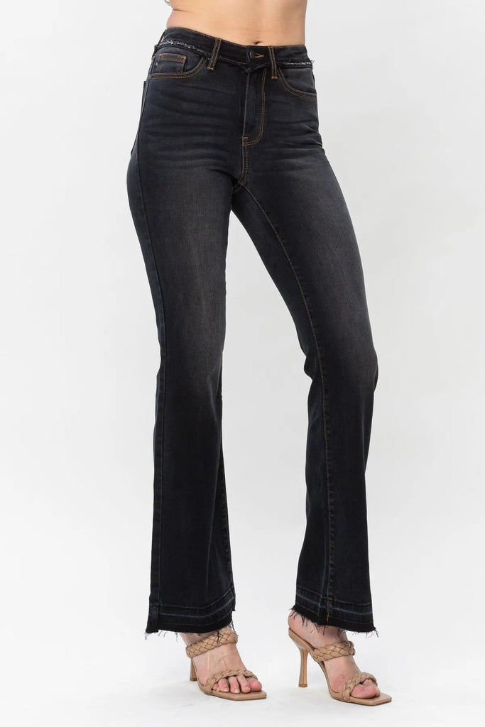 Judy Blue Release Hem Black Slim Bootcut-Denim-Judy Blue-Three Birdies Boutique, Women's Fashion Boutique Located in Kearney, MO