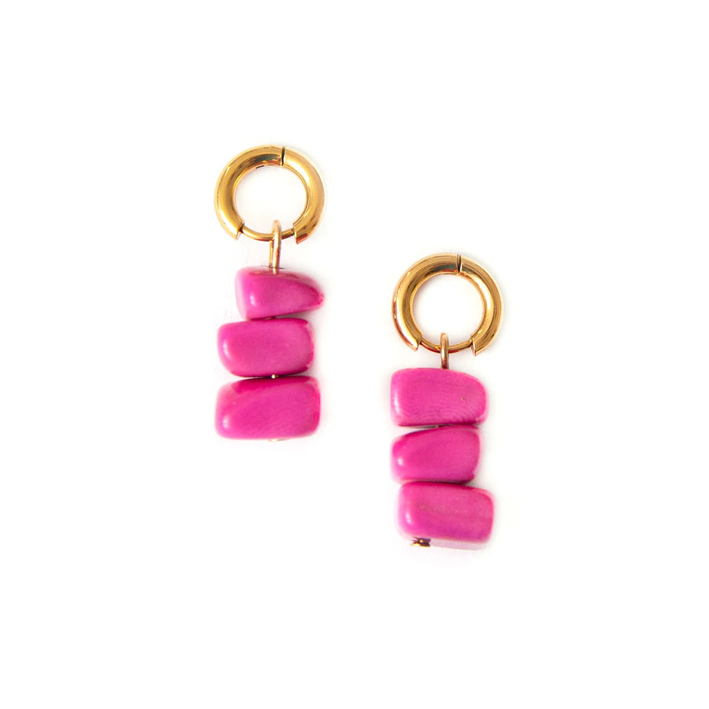 Maui Earrings in Fuchsia-Earrings-Tagua-Three Birdies Boutique, Women's Fashion Boutique Located in Kearney, MO