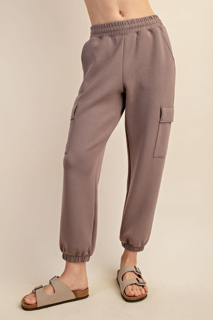 Rae Mode Cargo Jogger Pants in Mocha-Joggers-Rae Mode-Three Birdies Boutique, Women's Fashion Boutique Located in Kearney, MO
