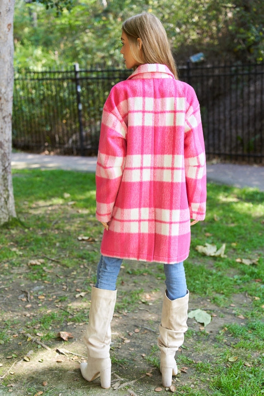 Checker Plaid Open Midi Coat-Coats-Davi&Dani-Three Birdies Boutique, Women's Fashion Boutique Located in Kearney, MO