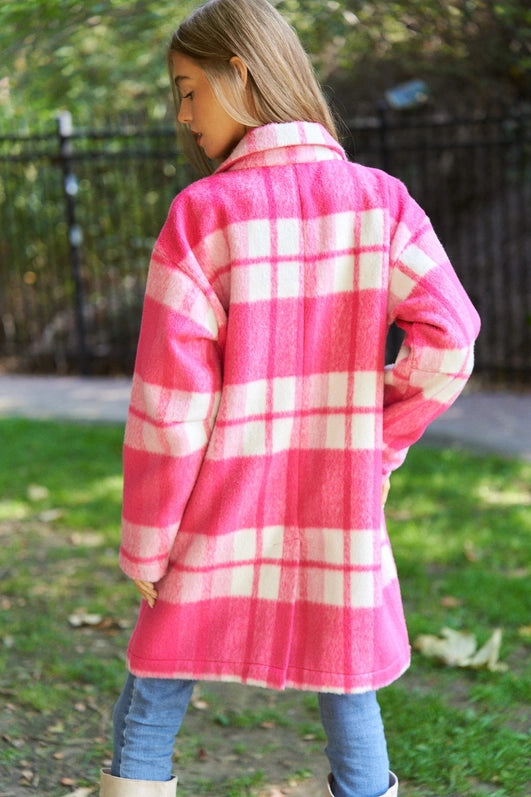 Checker Plaid Open Midi Coat-Coats-Davi&Dani-Three Birdies Boutique, Women's Fashion Boutique Located in Kearney, MO