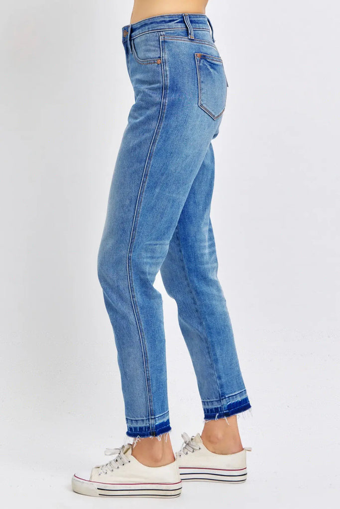 Judy Blue Rigid Magic Release Hem Boyfriend Jeans-Denim-Judy Blue-Three Birdies Boutique, Women's Fashion Boutique Located in Kearney, MO