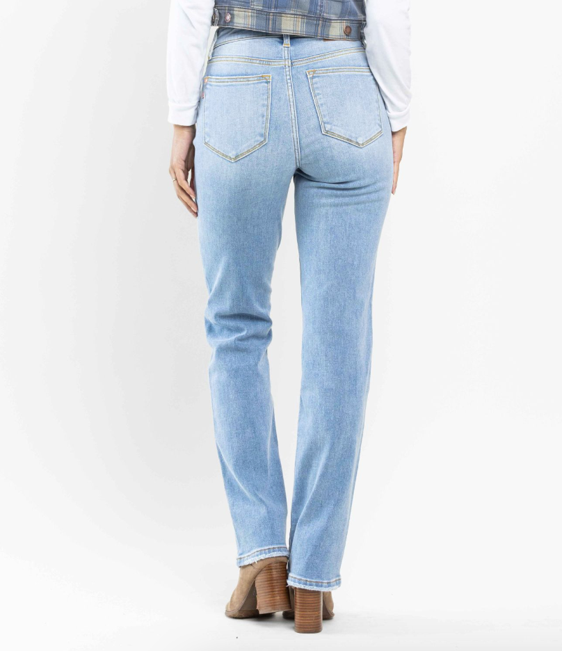 Judy Blue Contrast Wash Thermal Straight Leg-Denim-Judy Blue-Three Birdies Boutique, Women's Fashion Boutique Located in Kearney, MO