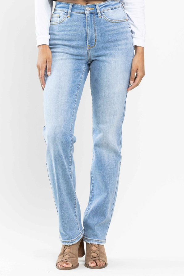 Judy Blue Contrast Wash Thermal Straight Leg-Denim-Judy Blue-Three Birdies Boutique, Women's Fashion Boutique Located in Kearney, MO