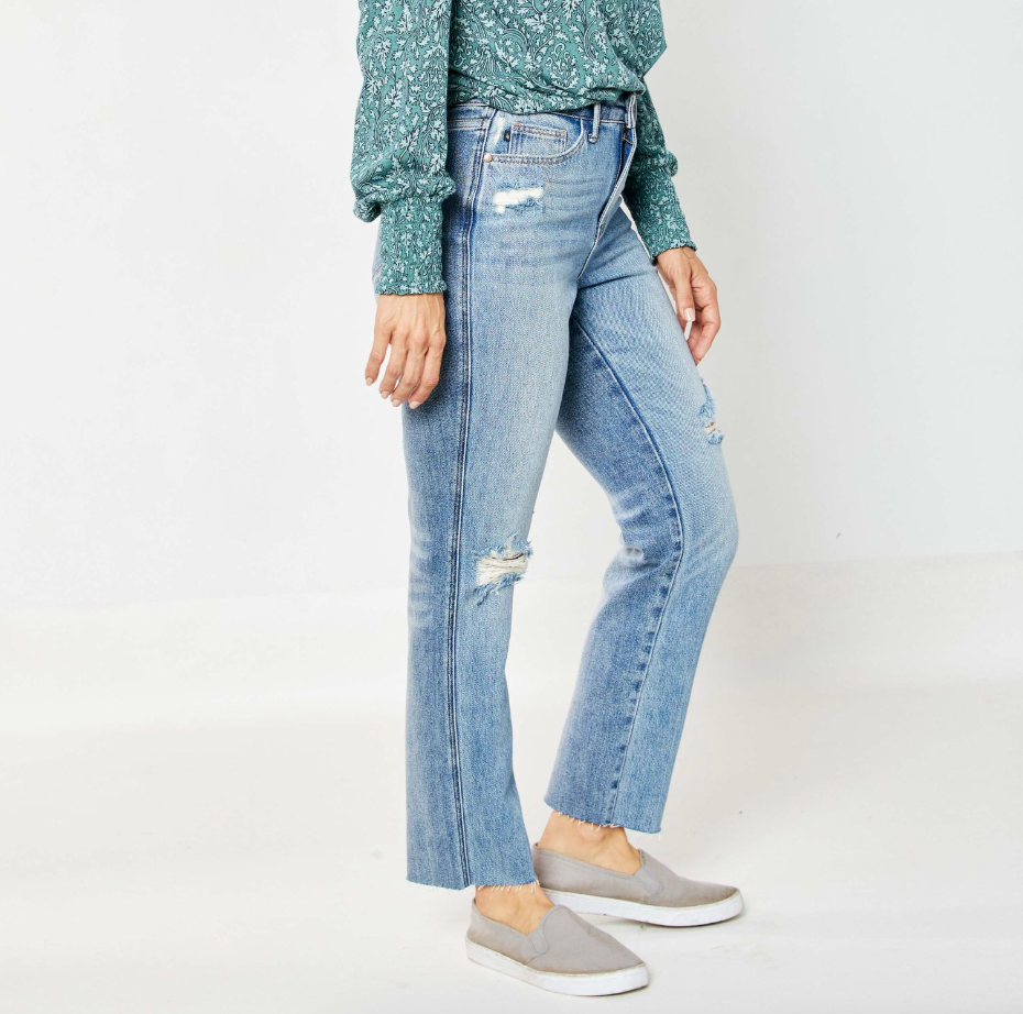 Judy Blue Rigid Magic Destroyed Straight Leg Jeans