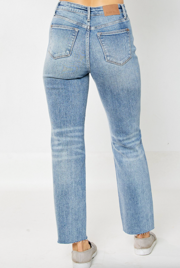 Judy Blue Rigid Magic Destroyed Straight Leg Jeans