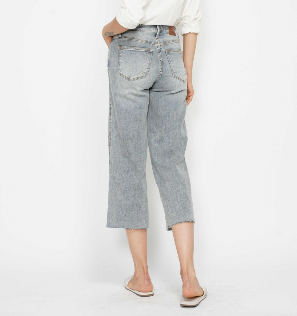 Judy Blue Tummy Control Crop Wide Leg-Denim-Judy Blue-Three Birdies Boutique, Women's Fashion Boutique Located in Kearney, MO