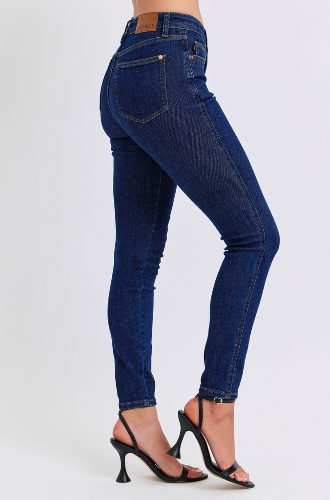 Judy Blue Classic Dark Skinny Jeans-Denim-Judy Blue-Three Birdies Boutique, Women's Fashion Boutique Located in Kearney, MO