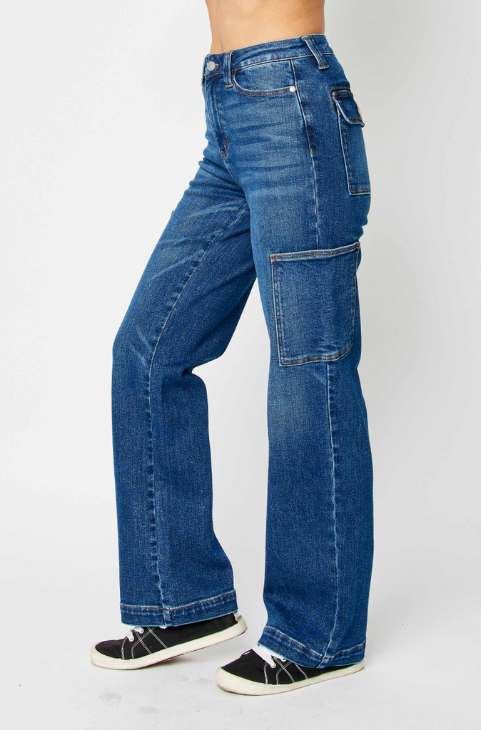 Judy Blue HW Cargo Bootcut Jeans-Denim-Judy Blue-Three Birdies Boutique, Women's Fashion Boutique Located in Kearney, MO