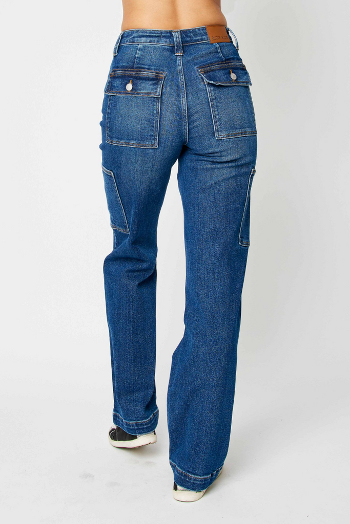 Judy Blue HW Cargo Bootcut Jeans-Denim-Judy Blue-Three Birdies Boutique, Women's Fashion Boutique Located in Kearney, MO