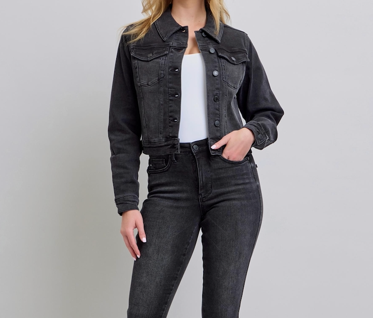 Judy Blue Mid Length Dark Jacket