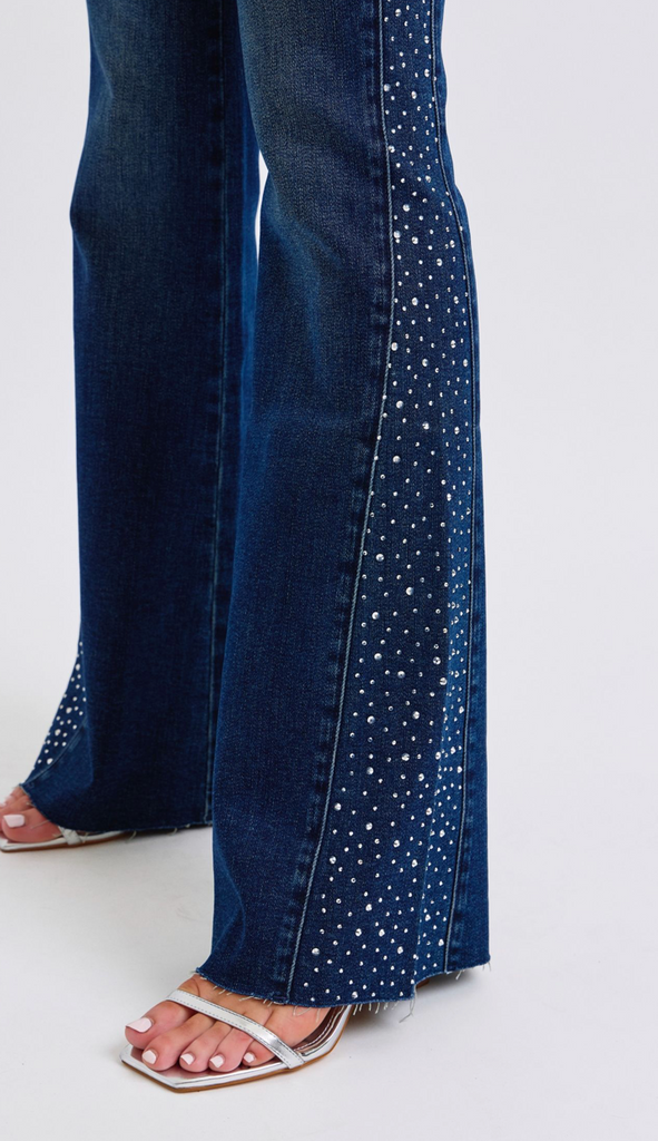 Judy Blue Rhinestone Detail Flare Jean DW-Denim-Judy Blue-Three Birdies Boutique, Women's Fashion Boutique Located in Kearney, MO