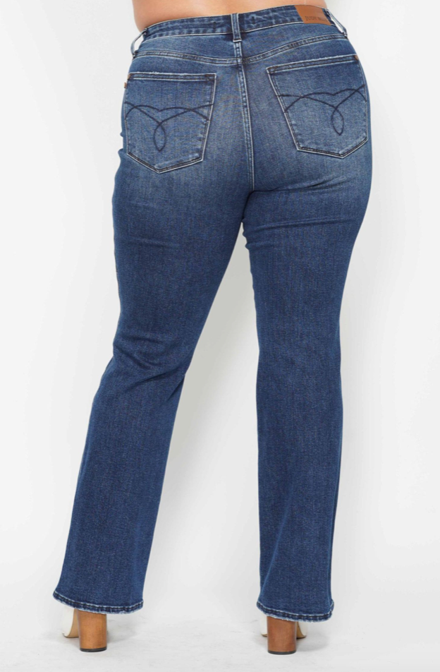 Judy Blue HW Tummy Control Embroidered Bootcut-Denim-Judy Blue-Three Birdies Boutique, Women's Fashion Boutique Located in Kearney, MO