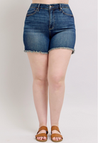 Judy Blue HW Tummy Control Fray Hem Short { product_type }}