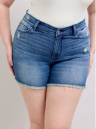 Judy Blue V-Front Fray Hem Short { product_type }}