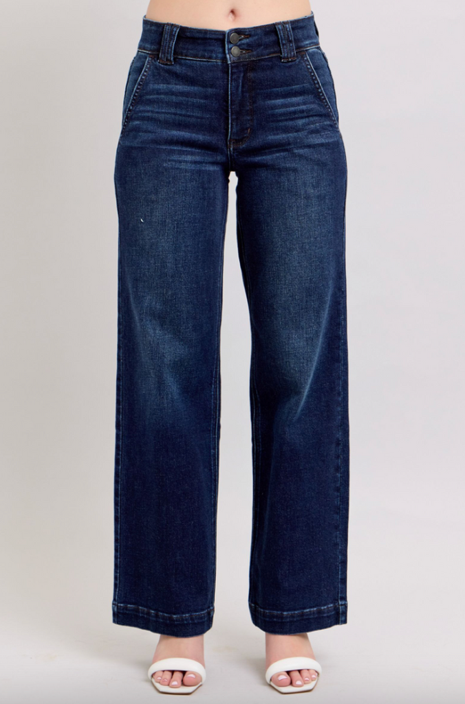 Judy Blue HW Wide Leg Dark Wash