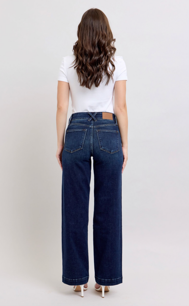 Judy Blue HW Wide Leg Dark Wash