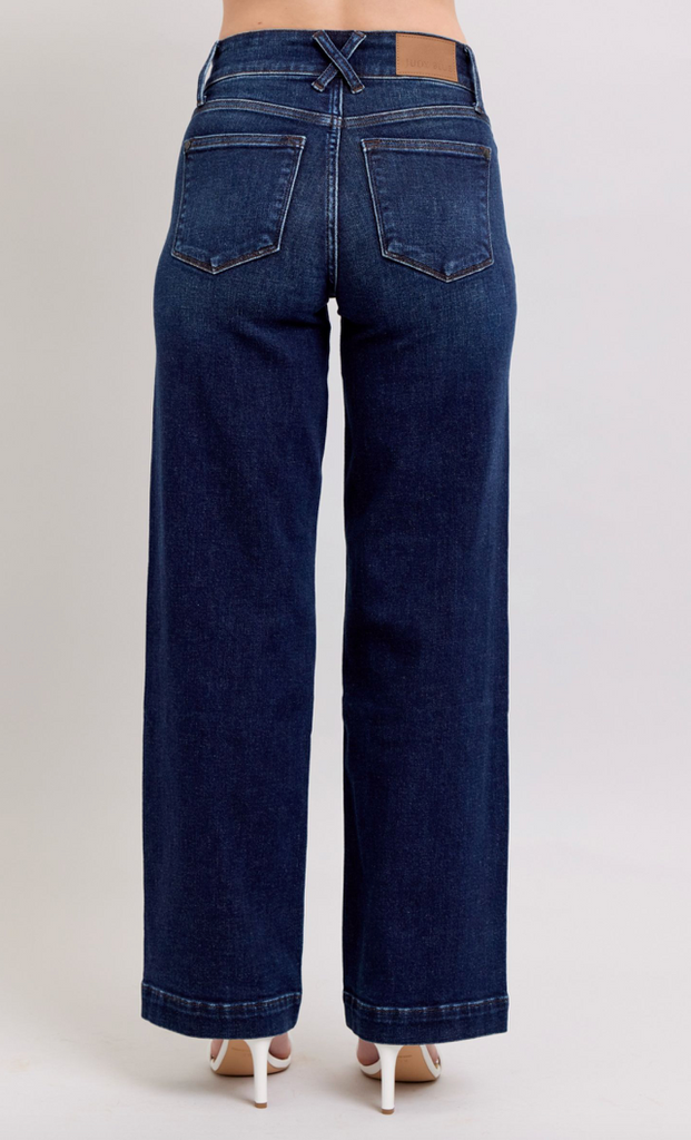 Judy Blue HW Wide Leg Dark Wash