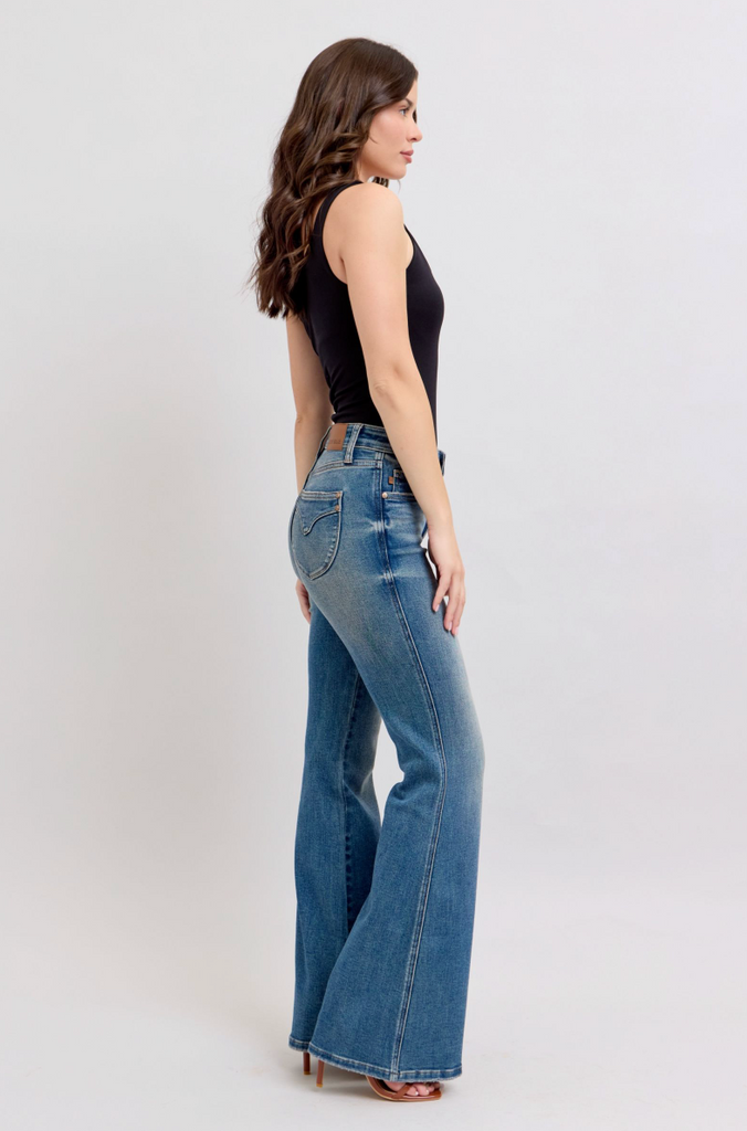 Judy Blue Vintage Wash Shield Pocket Flare