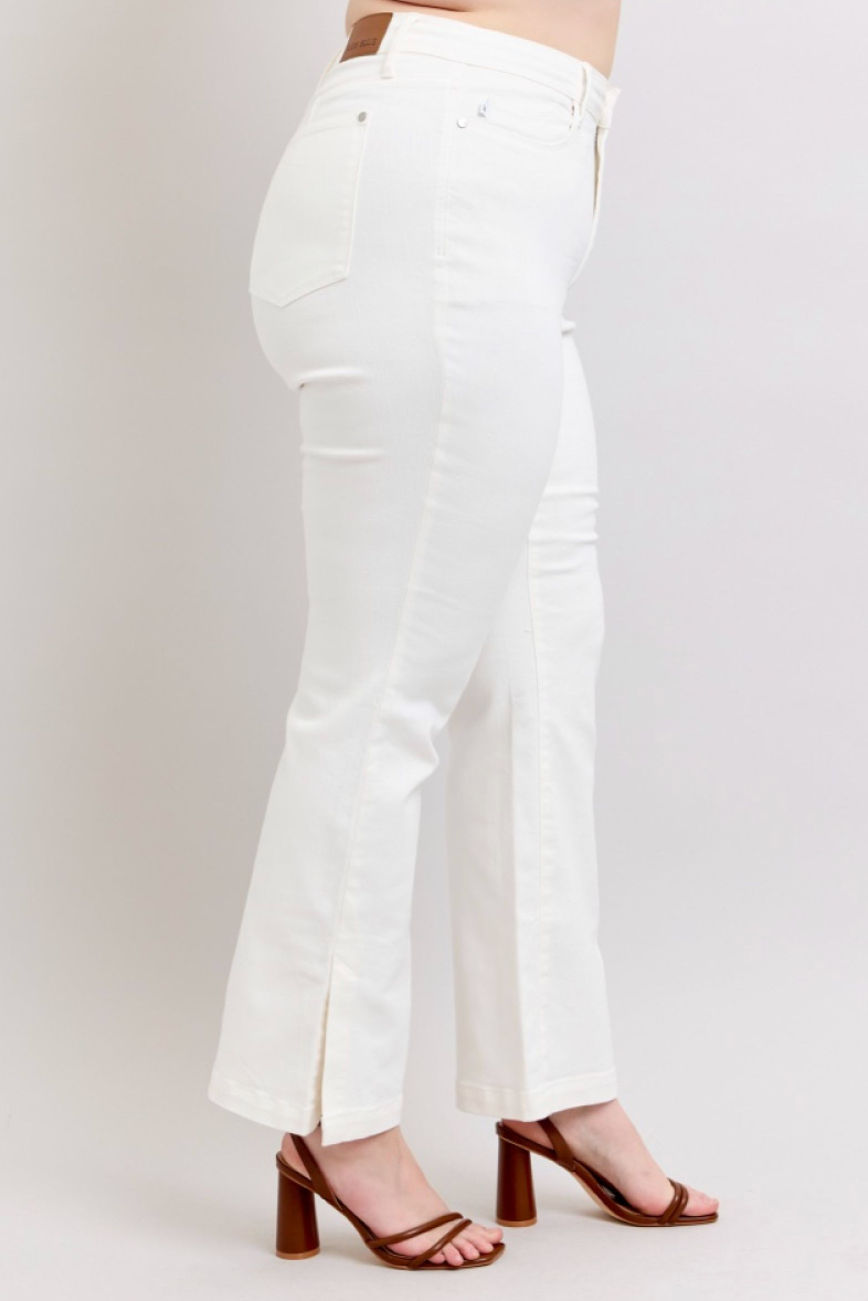 Judy Blue White Side Slit Bootcut { product_type }}
