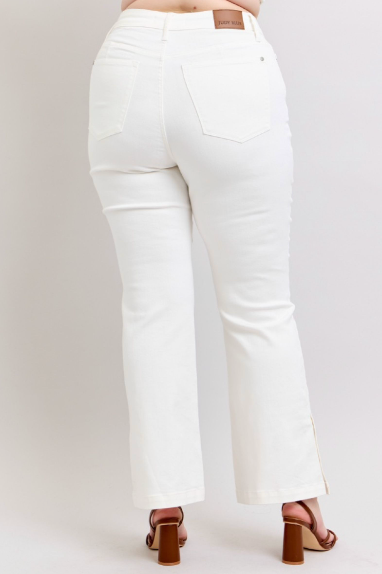 Judy Blue White Side Slit Bootcut { product_type }}