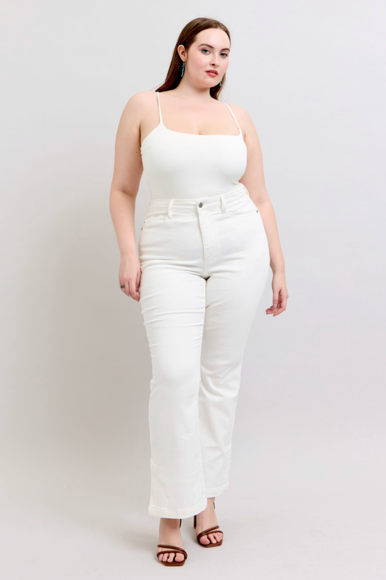 Judy Blue White Side Slit Bootcut { product_type }}