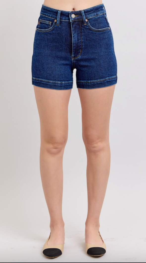 Judy Blue HW TC Dark Blue Shorts { product_type }}