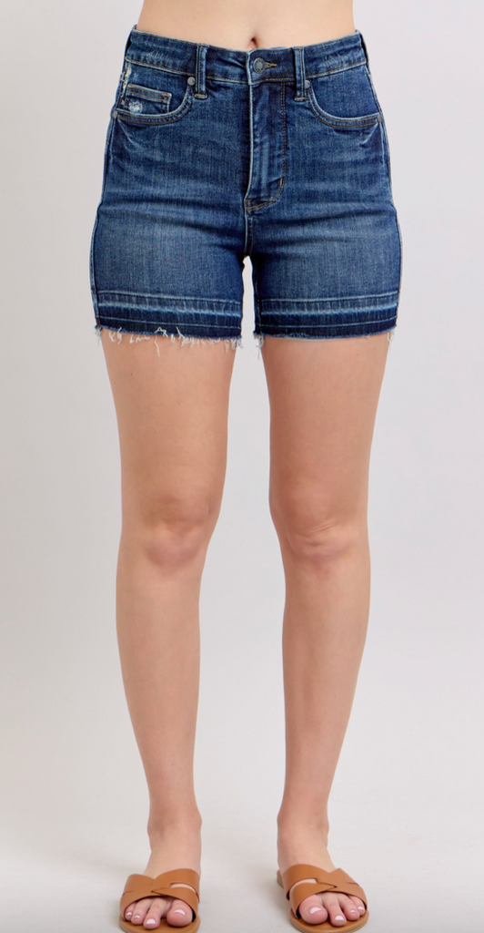 Judy Blue TC Destroy Hem Short-Shorts-Judy Blue-Three Birdies Boutique, Women's Fashion Boutique Located in Kearney, MO