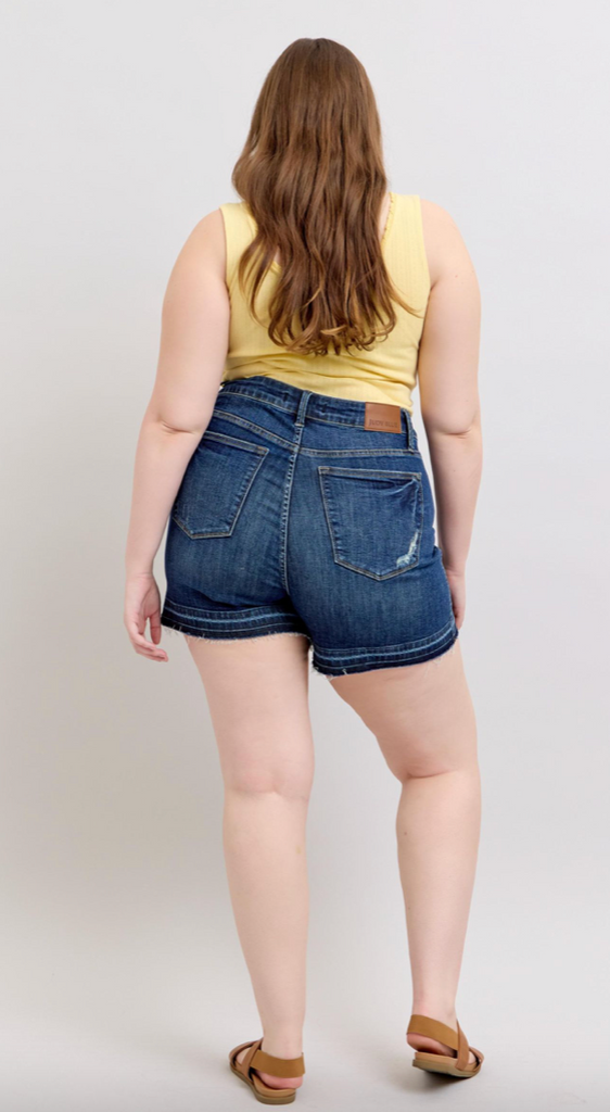 Judy Blue TC Destroy Hem Short-Shorts-Judy Blue-Three Birdies Boutique, Women's Fashion Boutique Located in Kearney, MO