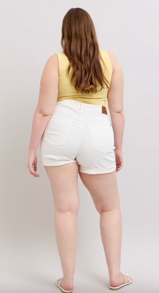 Judy Blue HW Double Roll Cuff Shorts-Shorts-Judy Blue-Three Birdies Boutique, Women's Fashion Boutique Located in Kearney, MO