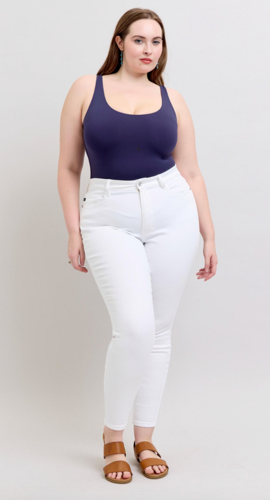 Judy Blue HW White Skinny Jean-Denim-Judy Blue-Three Birdies Boutique, Women's Fashion Boutique Located in Kearney, MO