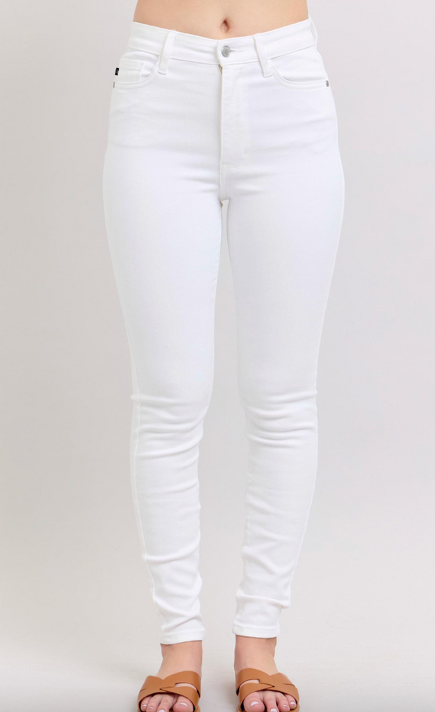 Judy Blue HW White Skinny Jean-Denim-Judy Blue-Three Birdies Boutique, Women's Fashion Boutique Located in Kearney, MO