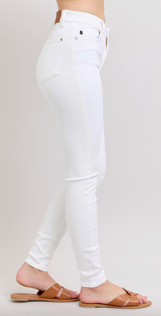 Judy Blue HW White Skinny Jean-Denim-Judy Blue-Three Birdies Boutique, Women's Fashion Boutique Located in Kearney, MO