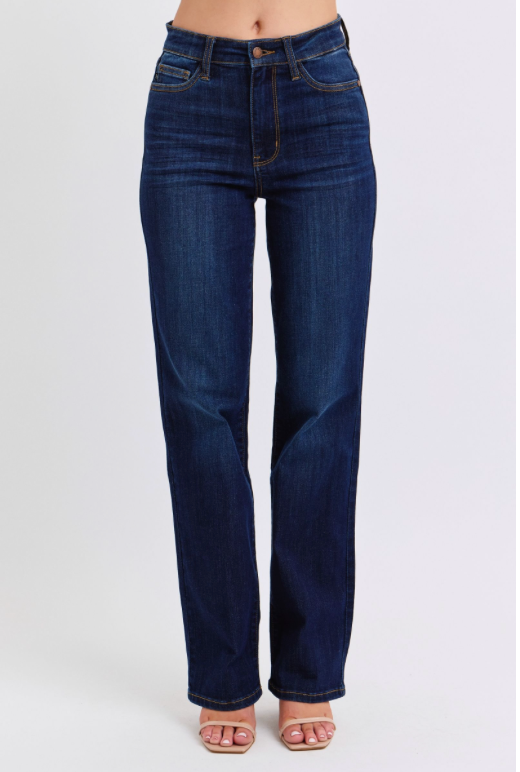 Judy Blue HW Contrast Thread Straight-Denim-Judy Blue-Three Birdies Boutique, Women's Fashion Boutique Located in Kearney, MO
