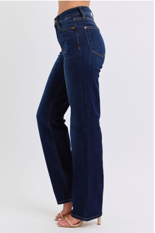 Judy Blue HW Contrast Thread Straight-Denim-Judy Blue-Three Birdies Boutique, Women's Fashion Boutique Located in Kearney, MO