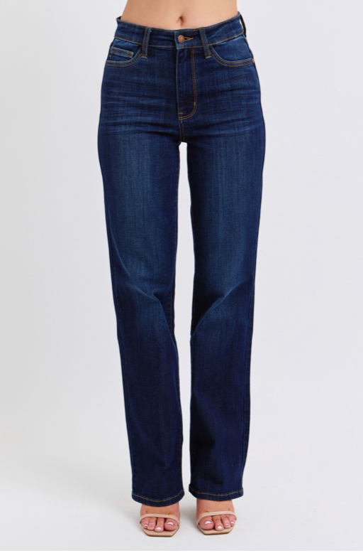 Judy Blue HW Contrast Thread Straight-Denim-Judy Blue-Three Birdies Boutique, Women's Fashion Boutique Located in Kearney, MO