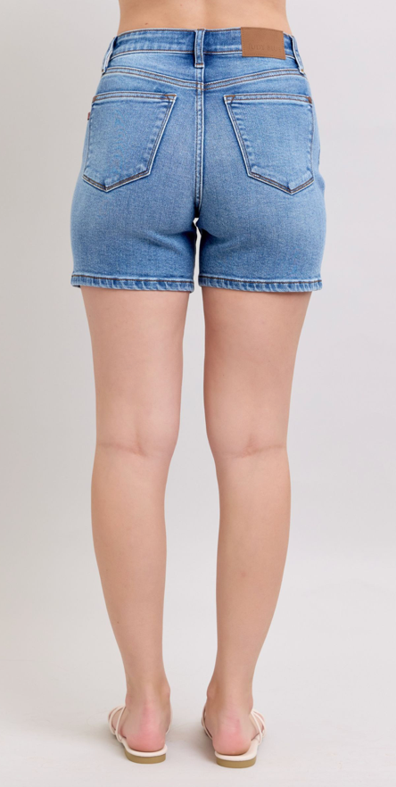 Judy Blue Mid Length Dad Short MW-Shorts-Judy Blue-Three Birdies Boutique, Women's Fashion Boutique Located in Kearney, MO