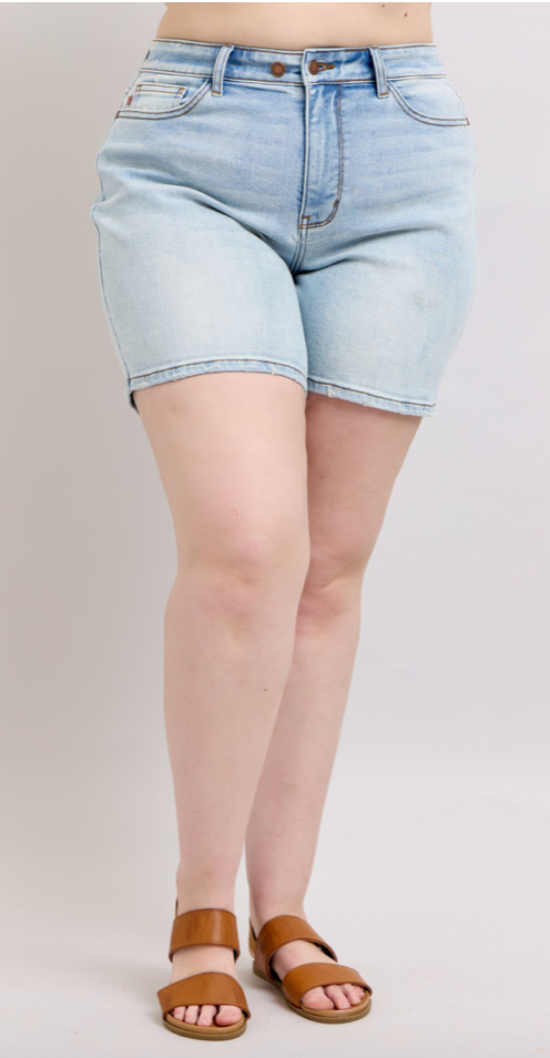 Judy Blue Mid Length Dad Short LW-Shorts-Judy Blue-Three Birdies Boutique, Women's Fashion Boutique Located in Kearney, MO