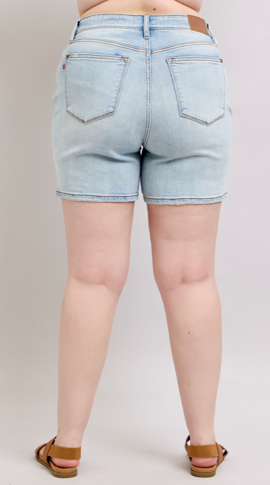 Judy Blue Mid Length Dad Short LW-Shorts-Judy Blue-Three Birdies Boutique, Women's Fashion Boutique Located in Kearney, MO