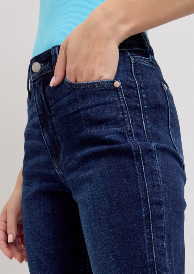 Judy Blue Dark Wash Boyfriend Cuffed-Denim-Judy Blue-Three Birdies Boutique, Women's Fashion Boutique Located in Kearney, MO