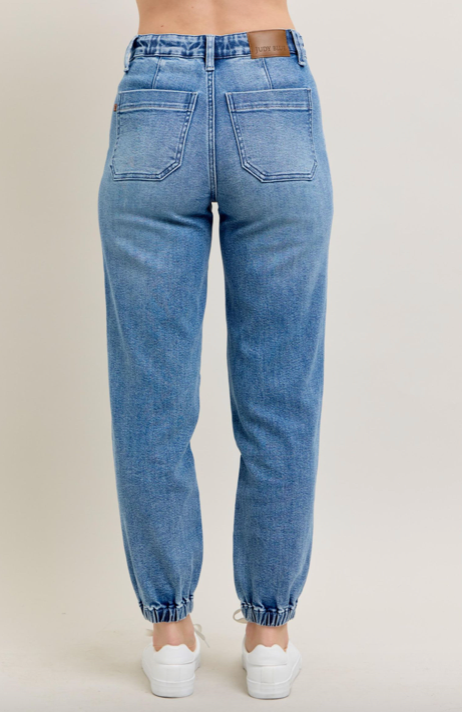 Judy Blue HW Denim Jogger-Denim-Judy Blue-Three Birdies Boutique, Women's Fashion Boutique Located in Kearney, MO