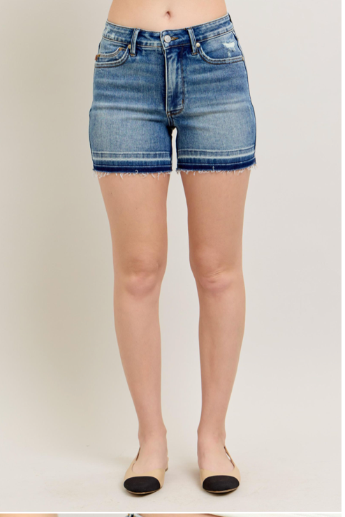Judy Blue MR TC Vintage Wash Shorts-Shorts-Judy Blue-Three Birdies Boutique, Women's Fashion Boutique Located in Kearney, MO