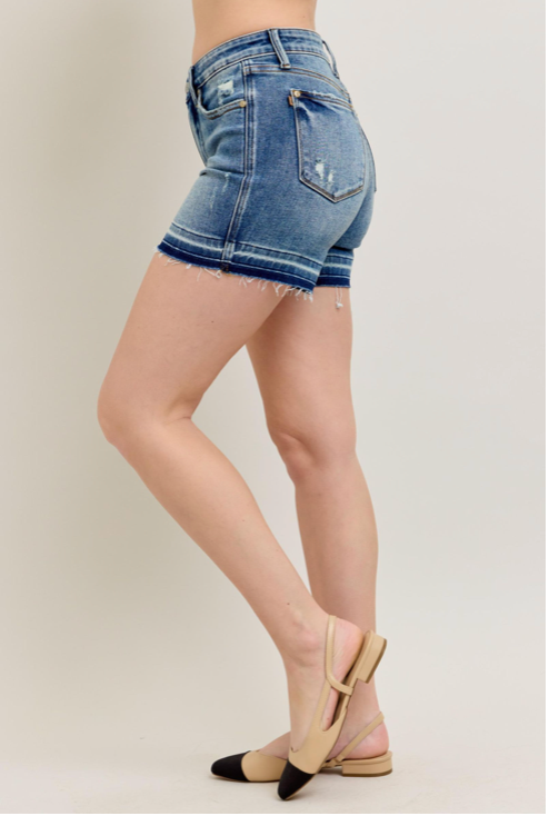 Judy Blue MR TC Vintage Wash Shorts-Shorts-Judy Blue-Three Birdies Boutique, Women's Fashion Boutique Located in Kearney, MO