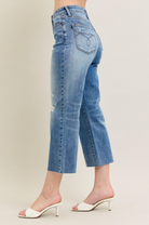 Judy Blue HW Back Pocket Embroidery Crop Destroy { product_type }}