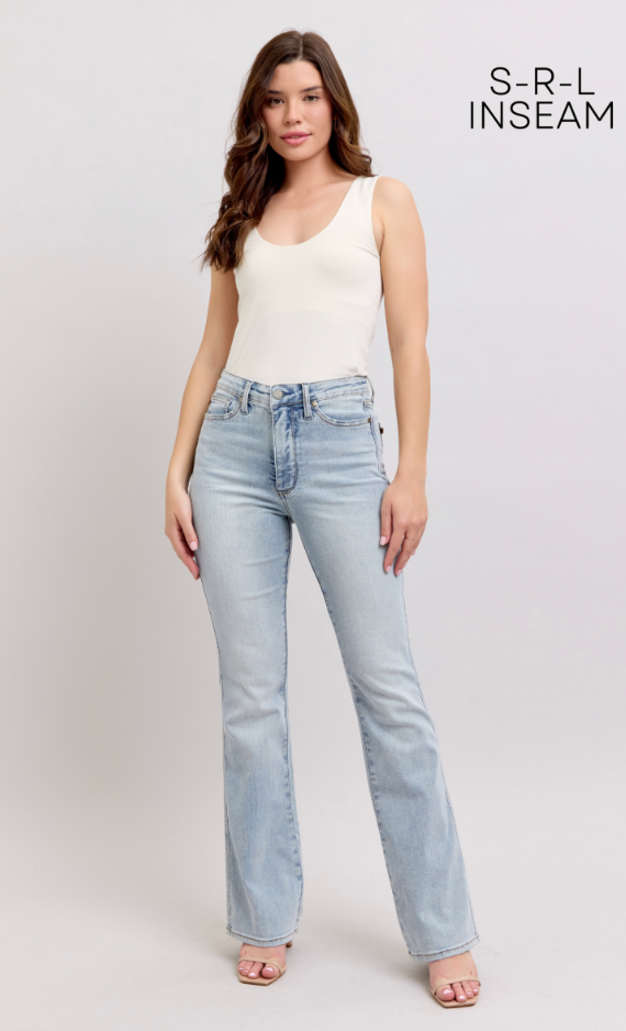 Judy Blue HW Light Tummy Control Bootcut-Denim-Judy Blue-Three Birdies Boutique, Women's Fashion Boutique Located in Kearney, MO