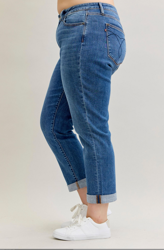 Judy Blue Classic Cuff Boyfriend-Denim-Judy Blue-Three Birdies Boutique, Women's Fashion Boutique Located in Kearney, MO