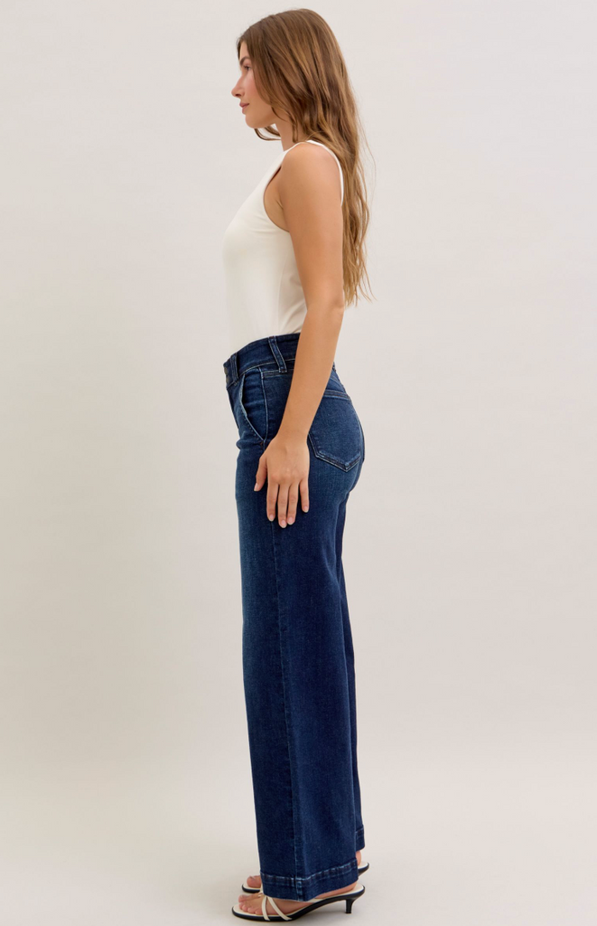 Judy Blue HW Trouser Wide Leg-Denim-Judy Blue-Three Birdies Boutique, Women's Fashion Boutique Located in Kearney, MO